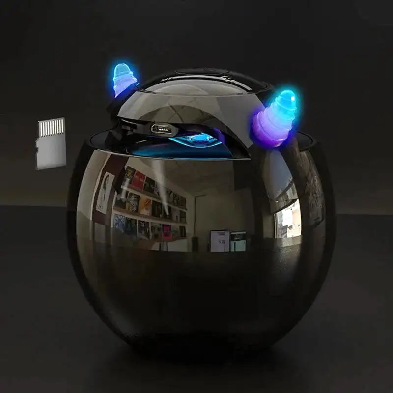 Réveil digital sphérique noir avec oreilles lumineuses LED