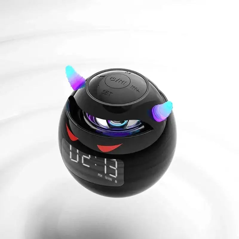 Réveil digital sphérique noir avec oreilles lumineuses LED
