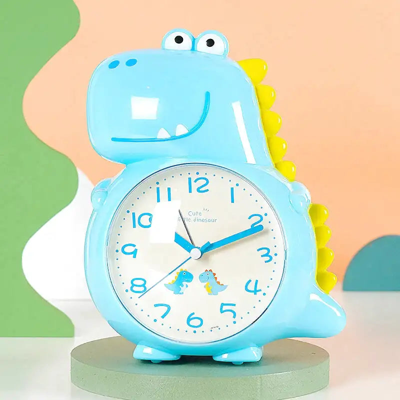 Réveil dinosaure bleu en plastique avec chiffres lisibles
