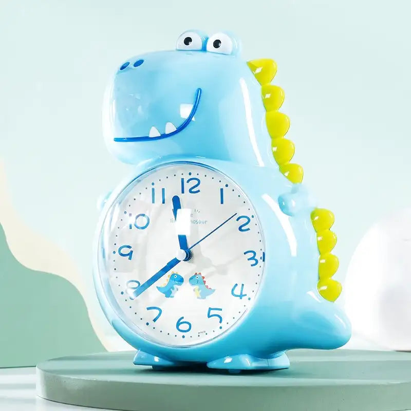 Réveil dinosaure bleu en plastique avec chiffres lisibles