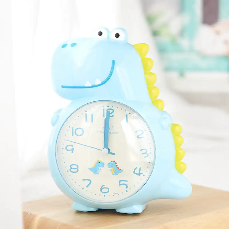 Réveil dinosaure bleu en plastique avec chiffres lisibles
