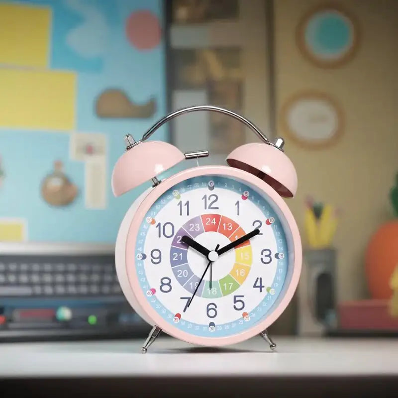 Réveil double cloche en métal bleu ciel multicolore