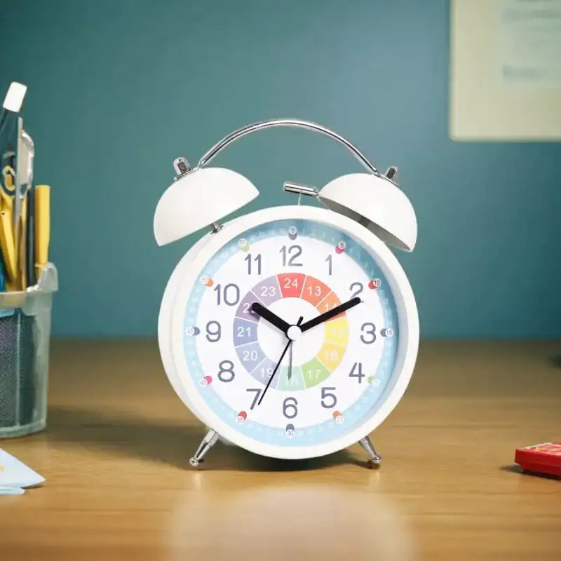 Réveil double cloche en métal bleu ciel multicolore