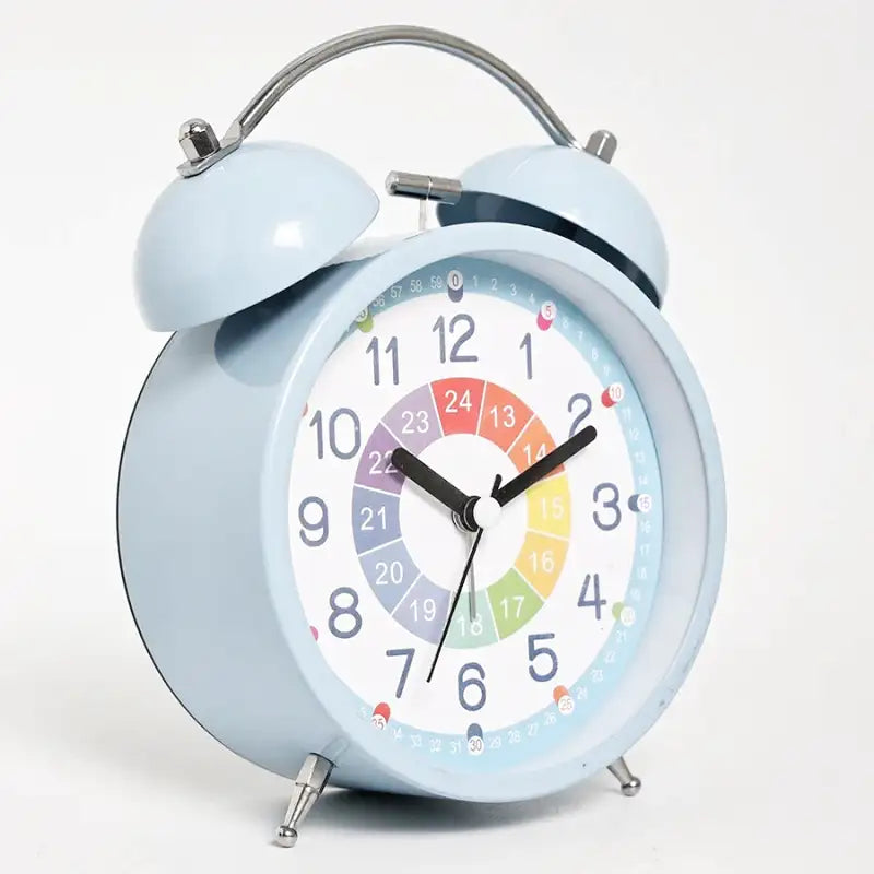 Réveil double cloche en métal bleu ciel multicolore