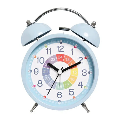 Réveil double cloche en métal bleu ciel multicolore