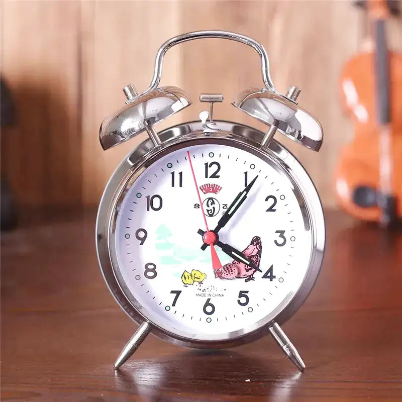 Réveil double cloche en métal illustré pour enfant