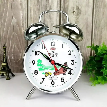 Réveil double cloche en métal illustré pour enfant