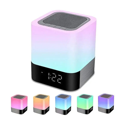 Réveil en forme de cube lumineux multifonction avec horloge et enceinte intégrée