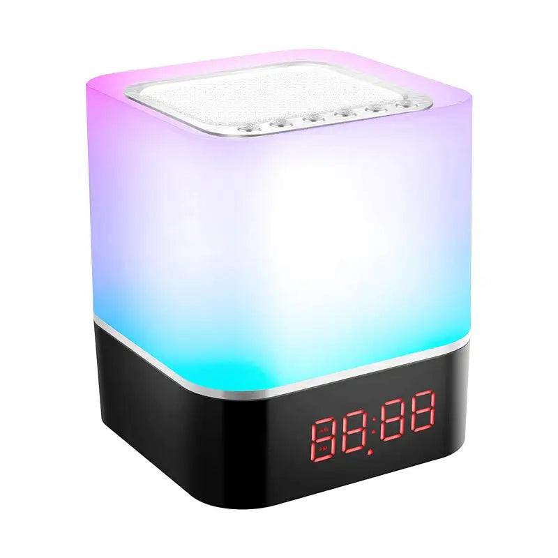 Réveil en forme de cube lumineux multifonction avec horloge et enceinte intégrée