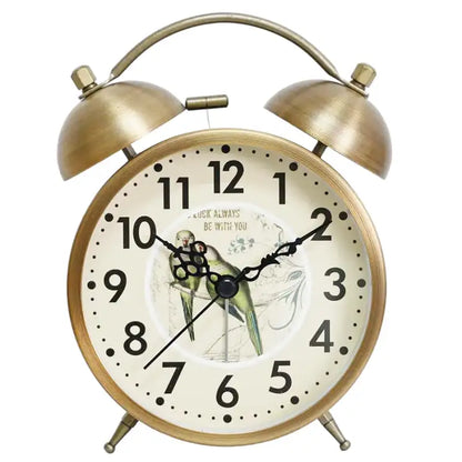 Réveil en métal doré motif floral vintage