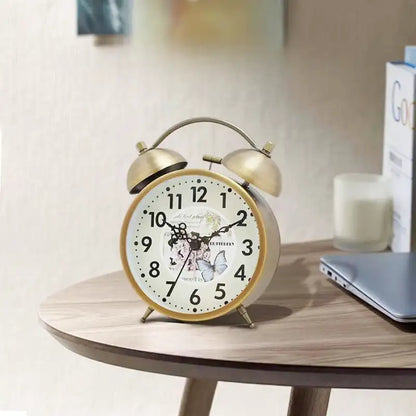 Réveil en métal doré motif floral vintage