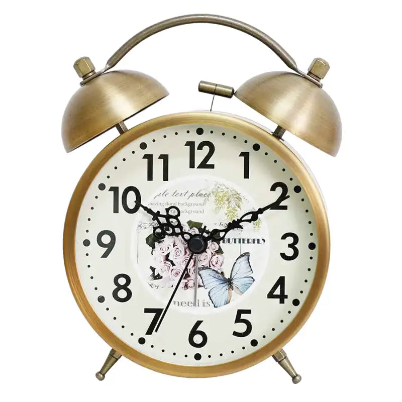 Réveil en métal doré motif floral vintage