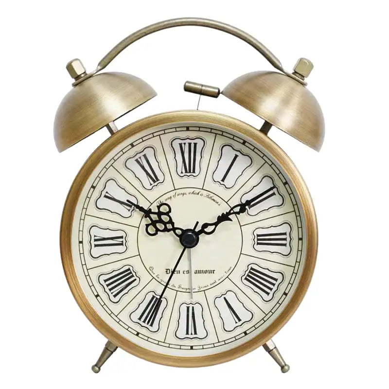 Réveil en métal doré motif floral vintage