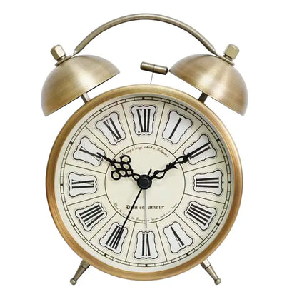 Réveil en métal doré motif floral vintage