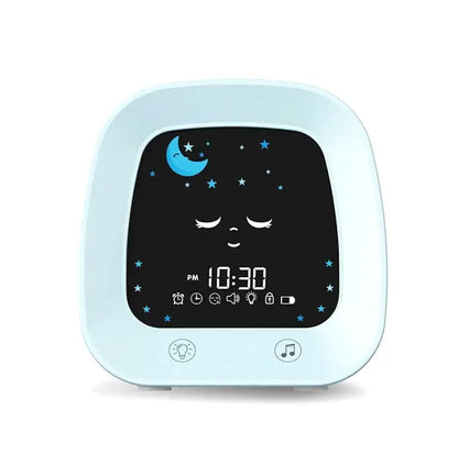 Réveil enfant digital bleu avec icônes météo ludiques