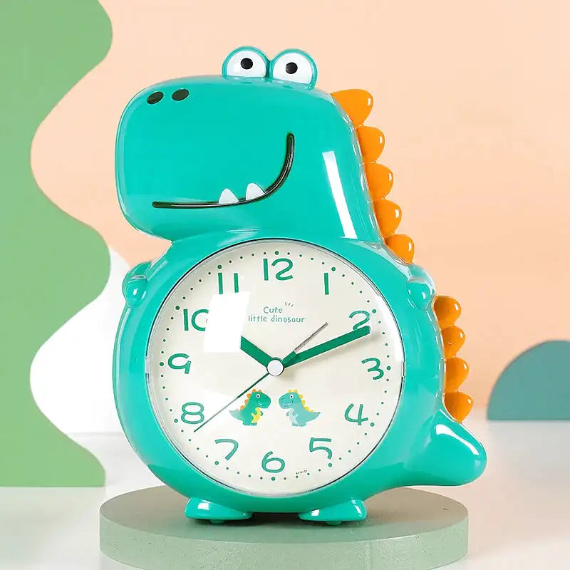 Réveil enfant dinosaure vert en plastique lisse