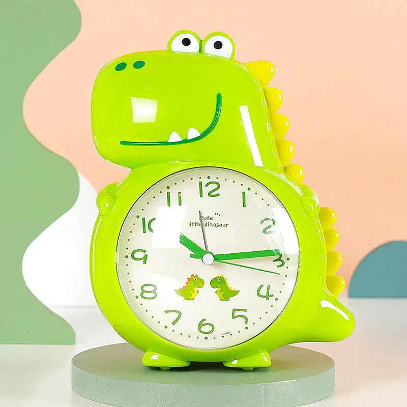 Réveil enfant dinosaure vert en plastique lisse