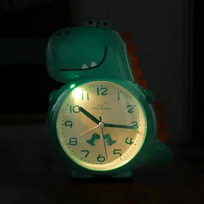 Réveil enfant dinosaure vert en plastique lisse