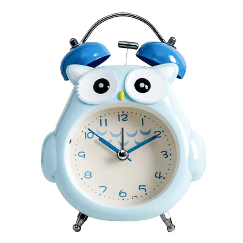 Réveil enfant en forme de hibou bleu plastifié