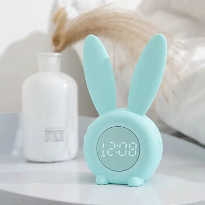 Réveil enfant en forme de lapin vert doux