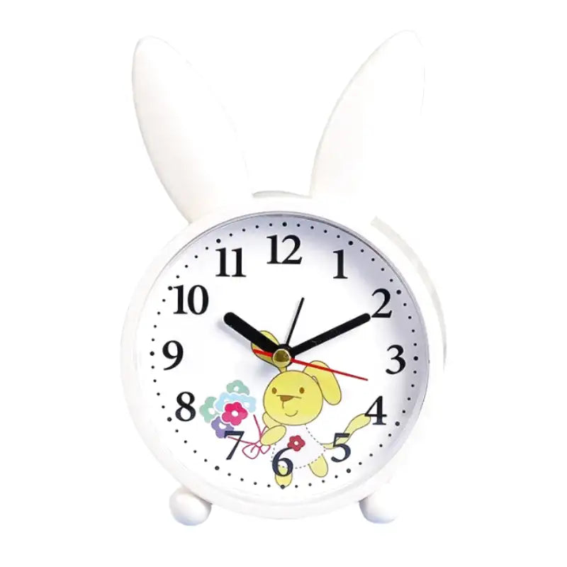 Réveil enfant en plastique blanc motif lapin illustré - Comptoir du Réveil - 