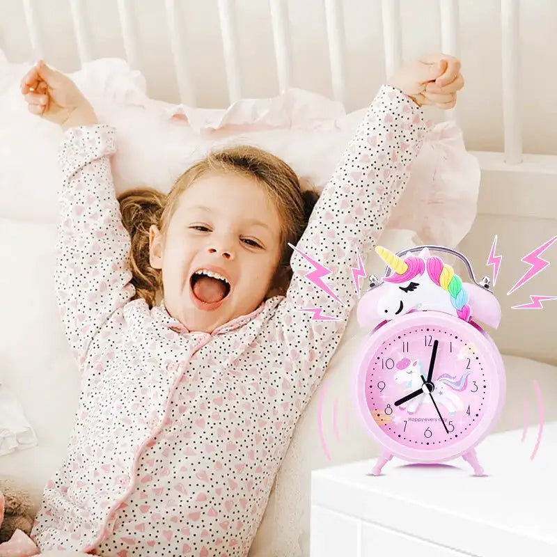 Réveil enfant licorne rose avec corne dorée - Comptoir du Réveil - 