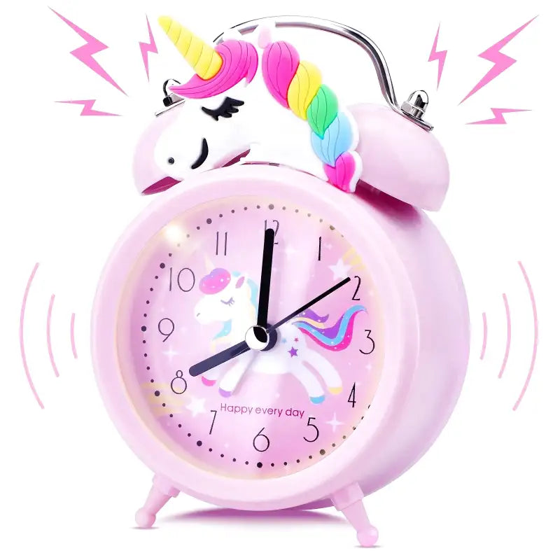 Réveil enfant licorne rose avec corne dorée - Comptoir du Réveil - 