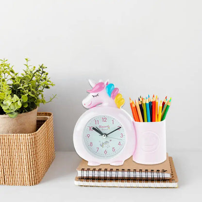 Réveil enfant licorne rose avec pot à crayons - Comptoir du Réveil - 