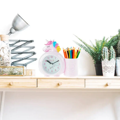 Réveil enfant licorne rose avec pot à crayons - Comptoir du Réveil - 