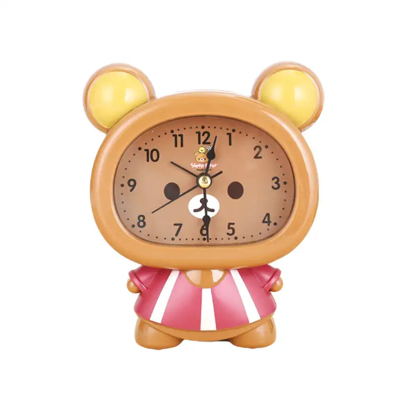 Réveil enfant ours rose en plastique brillant -  - reveil-enfant-analogique - ["analogique","enfant","fille","petit","rose","r\u00e9veil enfant","simple","\u00e9ducatif"]