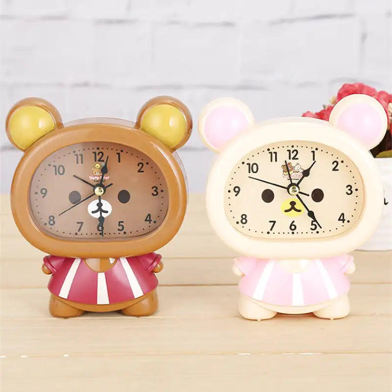 Réveil enfant ours rose en plastique brillant -  - reveil-enfant-analogique - ["analogique","enfant","fille","petit","rose","r\u00e9veil enfant","simple","\u00e9ducatif"]