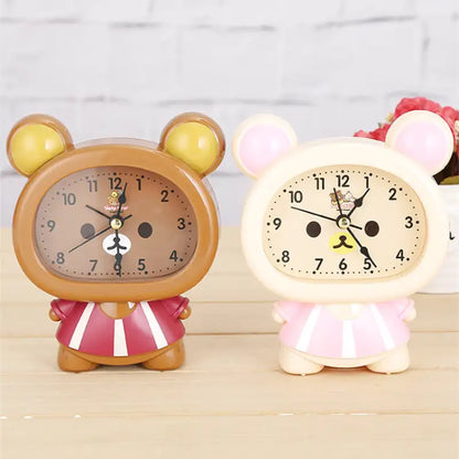 Réveil enfant ours rose en plastique brillant -  - reveil-enfant-analogique - ["analogique","enfant","fille","petit","rose","r\u00e9veil enfant","simple","\u00e9ducatif"]