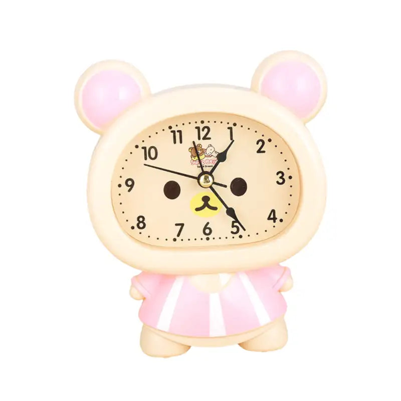 Réveil enfant ours rose en plastique brillant -  - reveil-enfant-analogique - ["analogique","enfant","fille","petit","rose","r\u00e9veil enfant","simple","\u00e9ducatif"]