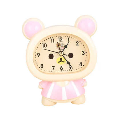 Réveil enfant ours rose en plastique brillant -  - reveil-enfant-analogique - ["analogique","enfant","fille","petit","rose","r\u00e9veil enfant","simple","\u00e9ducatif"]