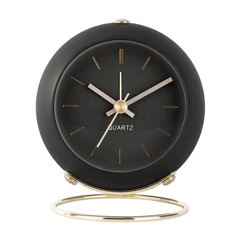 Réveil globe noir brillant avec détails dorés - Comptoir du Réveil - 