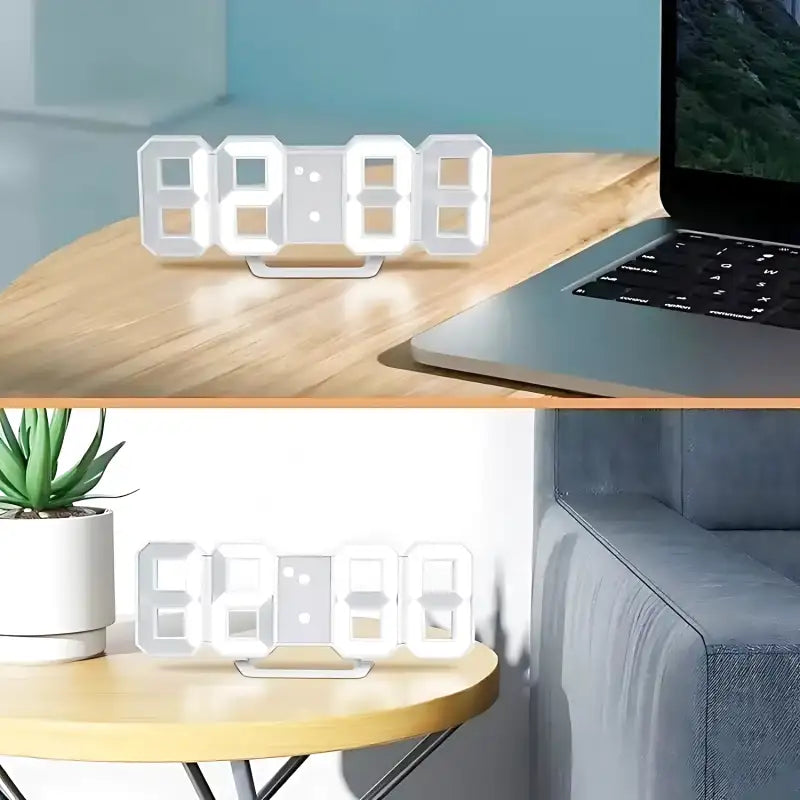 Réveil hexagonal moderne en plastique noir et argenté -  - reveil-lumineux-a-led - ["lumineux","Radio R\u00e9veil Lumineux"]