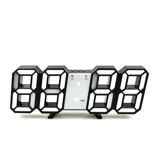 Réveil hexagonal moderne en plastique noir et argenté -  - reveil-lumineux-a-led - ["lumineux","Radio R\u00e9veil Lumineux"]