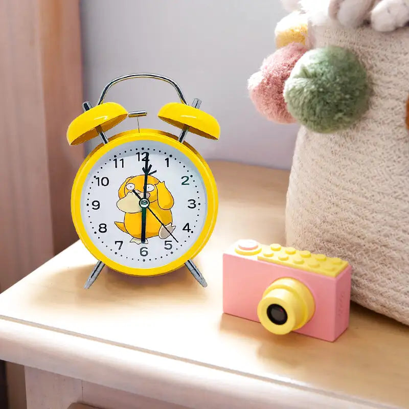 Réveil jaune en métal avec chien cartoon central - Comptoir du Réveil - 