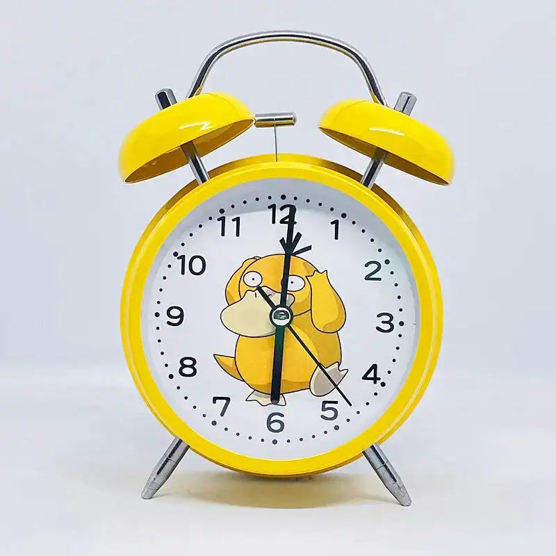Réveil jaune en métal avec chien cartoon central - Comptoir du Réveil - 