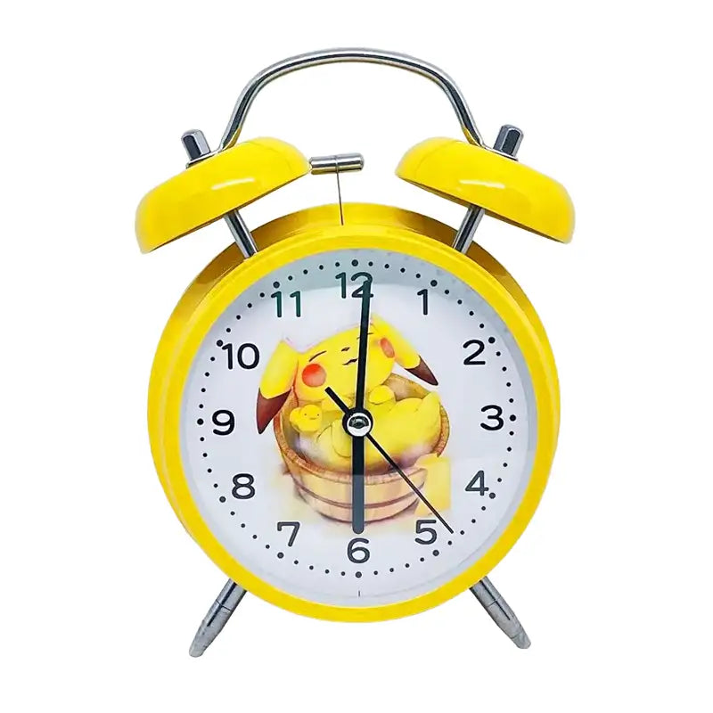 Réveil jaune vintage en métal avec personnage animé - Comptoir du Réveil - 
