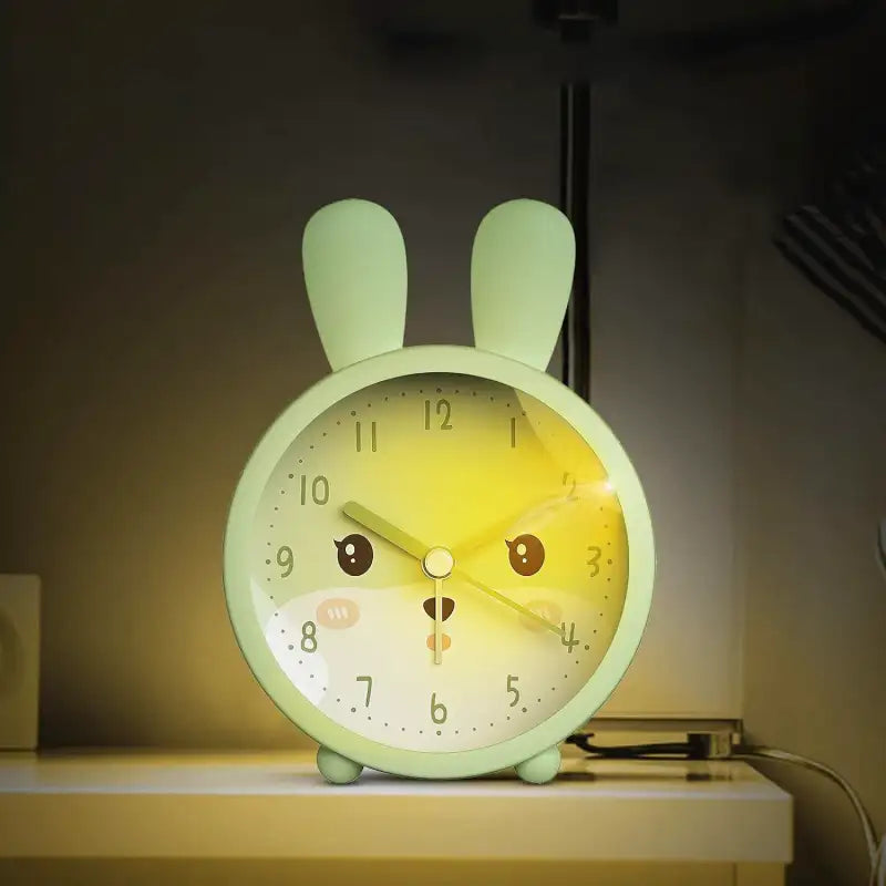 Réveil lapin rond en plastique vert menthe -  - reveil-fille-8-ans - ["ado","lumineux","Radio R\u00e9veil Lumineux"]