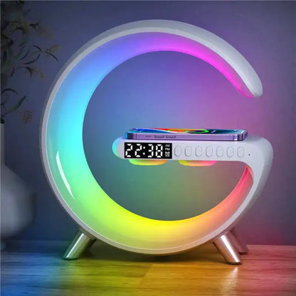 Réveil LED arc-en-ciel en forme de croissant -  - reveil-lumineux-musique - ["bluetooth","lumineux","Radio R\u00e9veil Lumineux","R\u00e9veil bluetooth","veilleuse"]