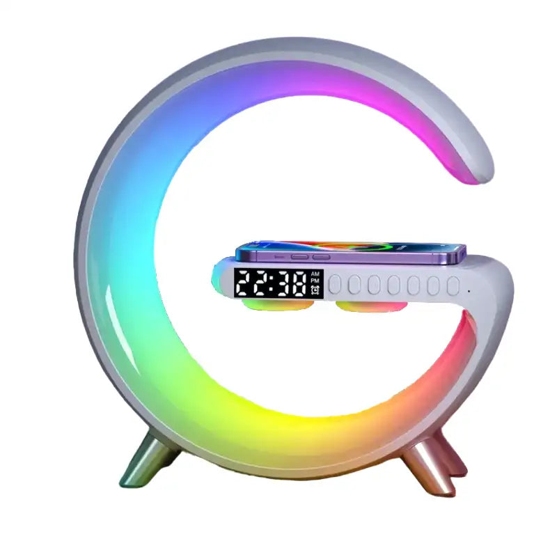 Réveil LED arc-en-ciel en forme de croissant -  - reveil-lumineux-musique - ["bluetooth","lumineux","Radio R\u00e9veil Lumineux","R\u00e9veil bluetooth","veilleuse"]