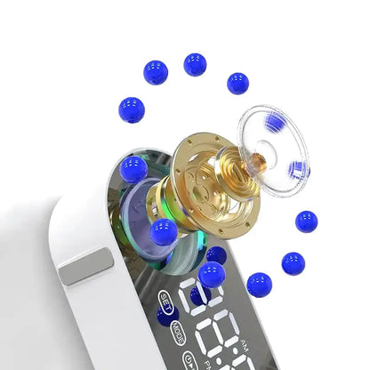 Réveil LED blanc avec anneau lumineux coloré -  - reveil-connecte-avec-radio-fm - ["connect\u00e9","digital","lumineux","lumi\u00e8re","num\u00e9rique","petit reveil","simple"]