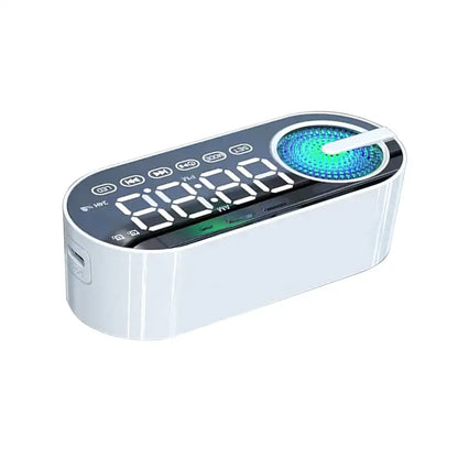 Réveil LED blanc avec anneau lumineux coloré -  - reveil-connecte-avec-radio-fm - ["connect\u00e9","digital","lumineux","lumi\u00e8re","num\u00e9rique","petit reveil","simple"]