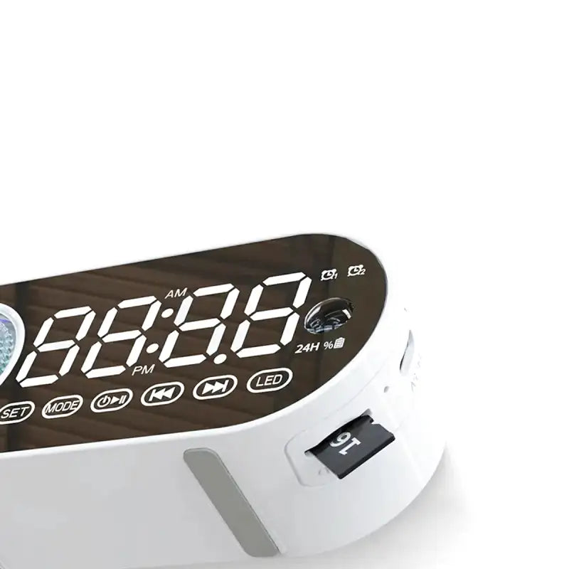 Réveil LED blanc avec anneau lumineux coloré -  - reveil-connecte-avec-radio-fm - ["connect\u00e9","digital","lumineux","lumi\u00e8re","num\u00e9rique","petit reveil","simple"]