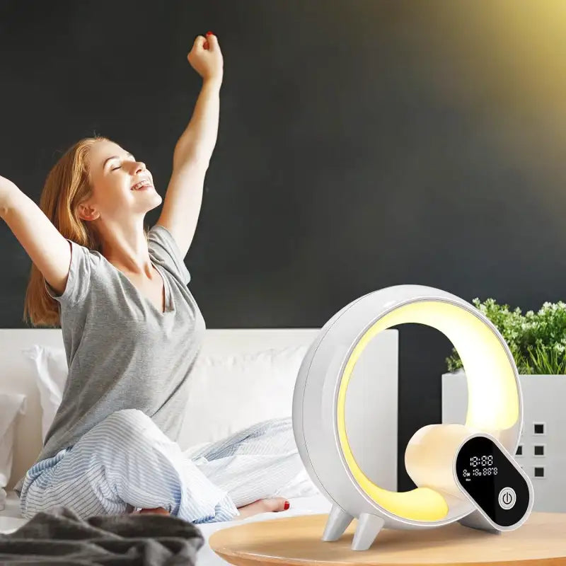 Réveil LED circulaire multicolore avec affichage numérique -  - reveil-simulateur-daube-et-musique-de-nature - ["intelligent","simulateur d'aube"]