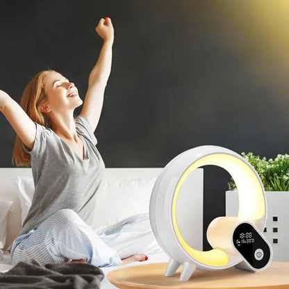 Réveil LED circulaire multicolore avec affichage numérique -  - reveil-simulateur-daube-et-musique-de-nature - ["intelligent","simulateur d'aube"]