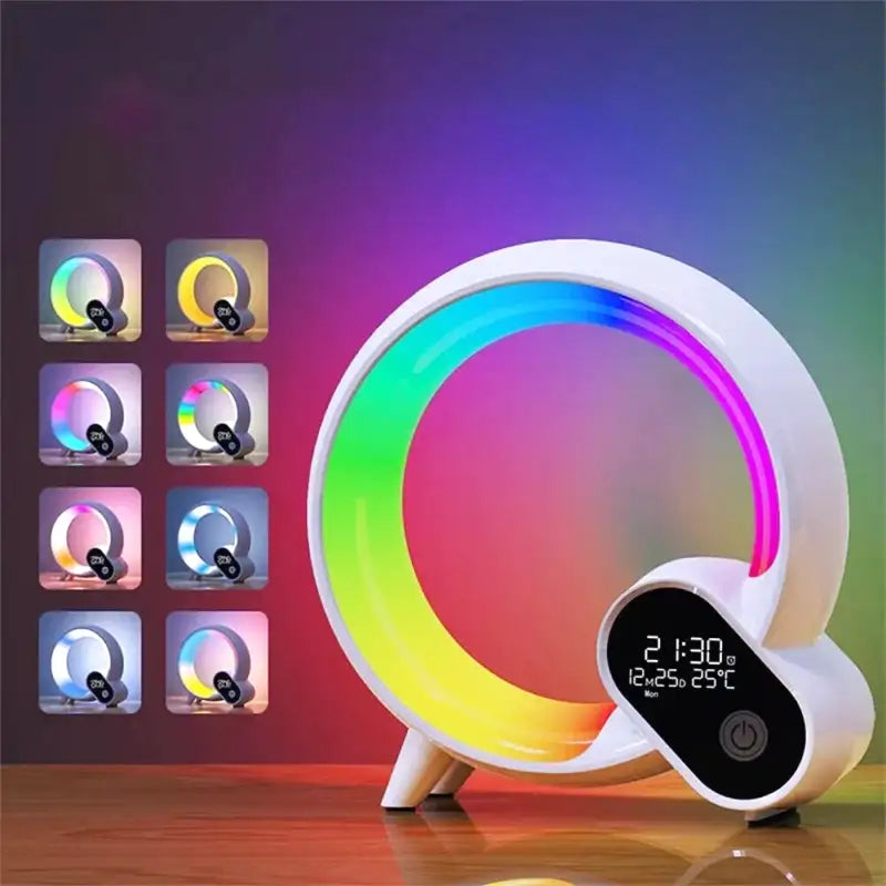 Réveil LED circulaire multicolore avec affichage numérique -  - reveil-simulateur-daube-et-musique-de-nature - ["intelligent","simulateur d'aube"]