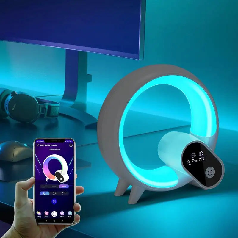 Réveil LED circulaire multicolore avec affichage numérique -  - reveil-simulateur-daube-et-musique-de-nature - ["intelligent","simulateur d'aube"]